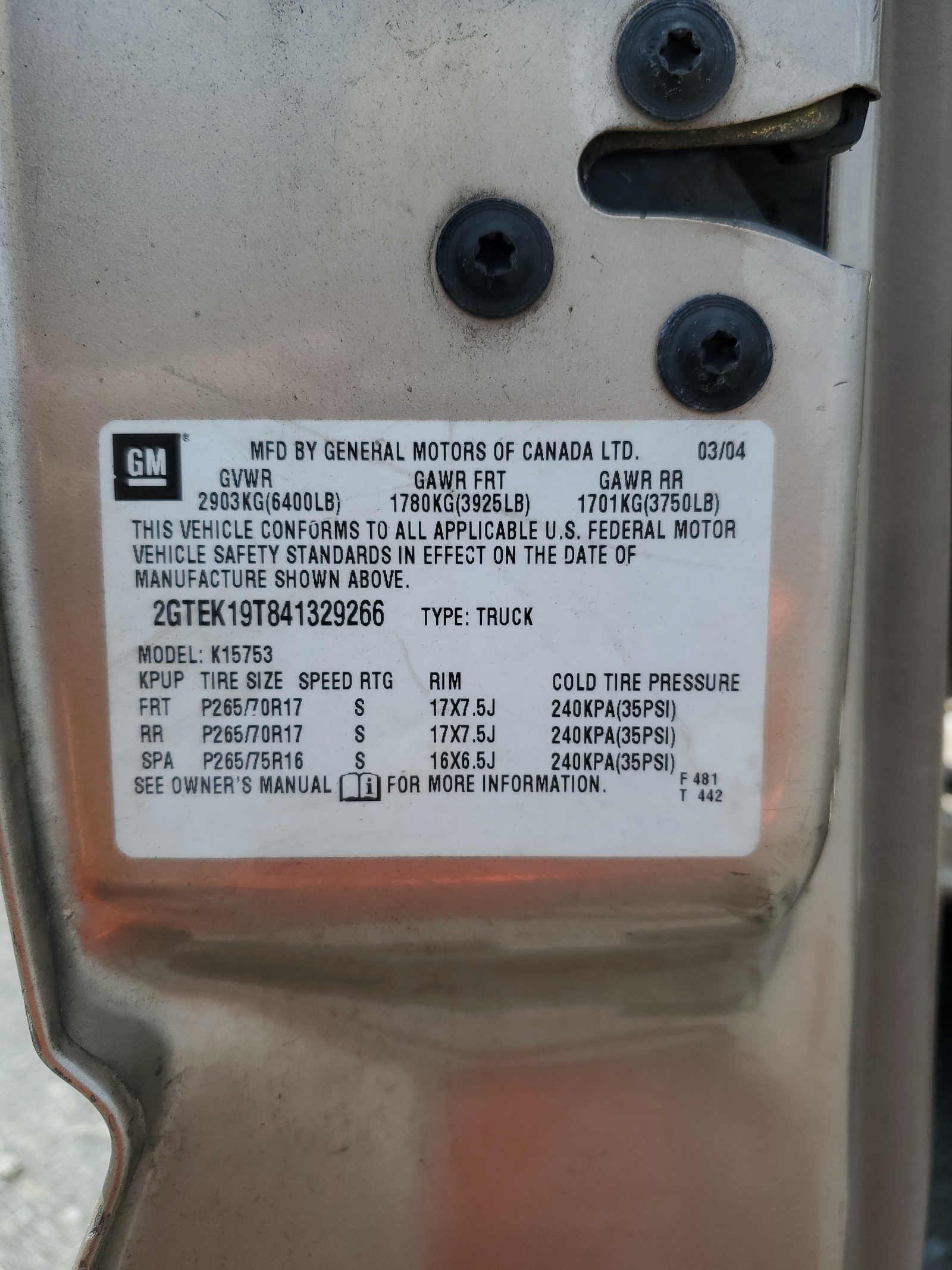 2GTEK19T841329266 2004 GMC New Sierra K1500