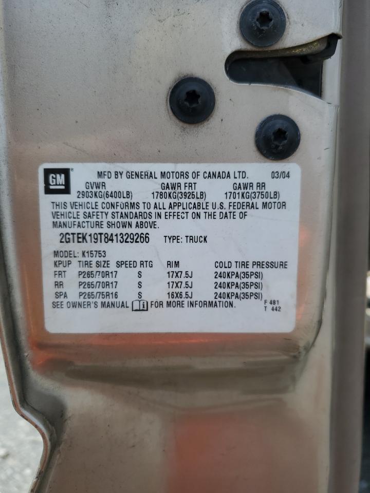 2004 GMC New Sierra K1500 VIN: 2GTEK19T841329266 Lot: 56273974