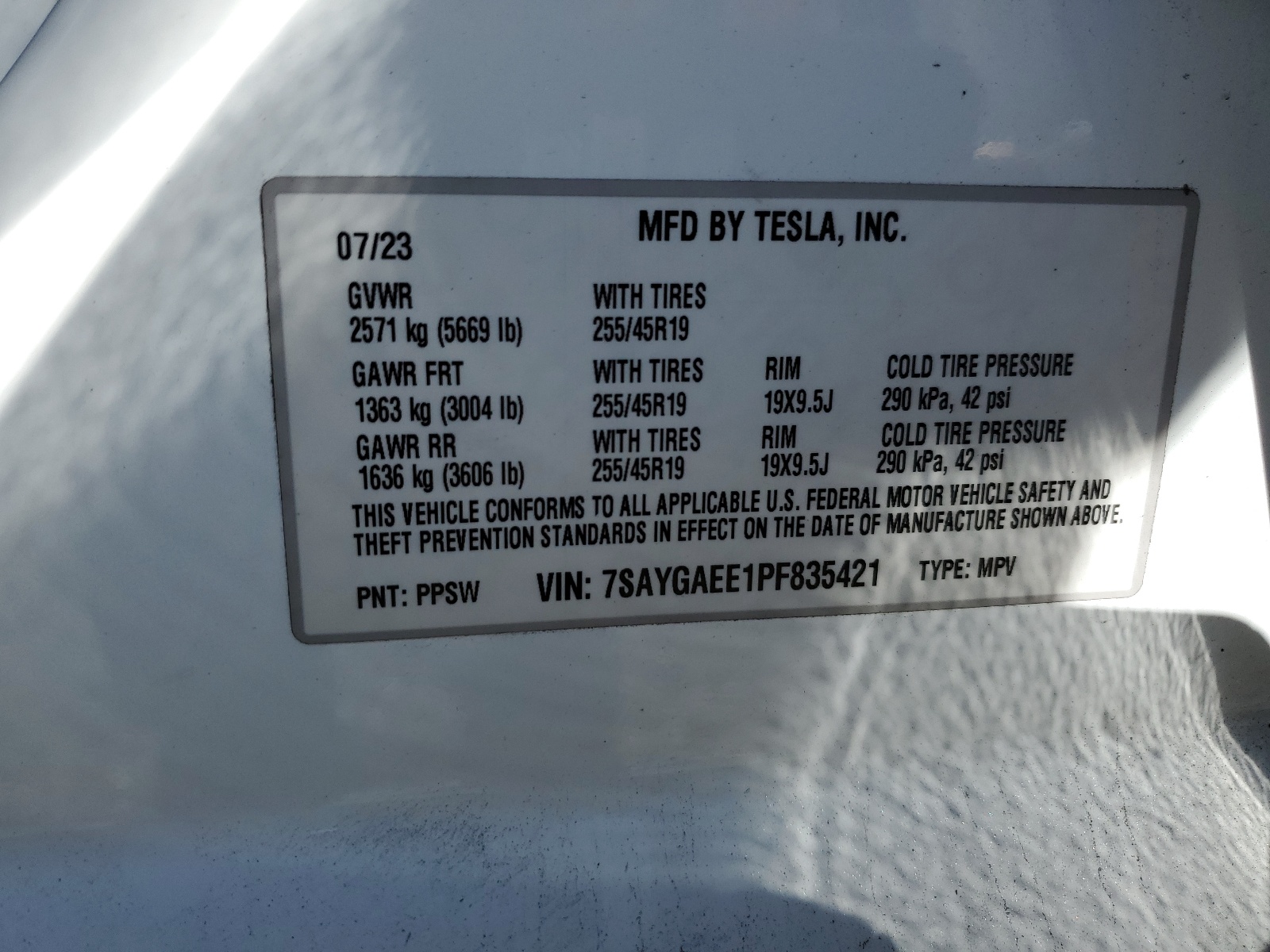 7SAYGAEE1PF835421 2023 Tesla Model Y