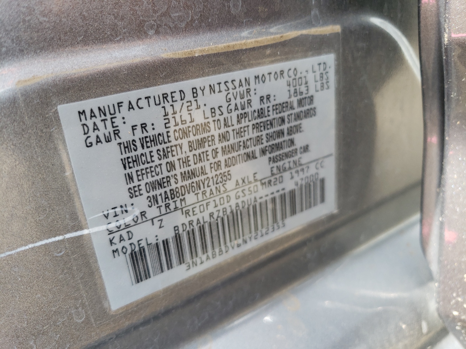 3N1AB8DV6NY212355 2022 Nissan Sentra Sr