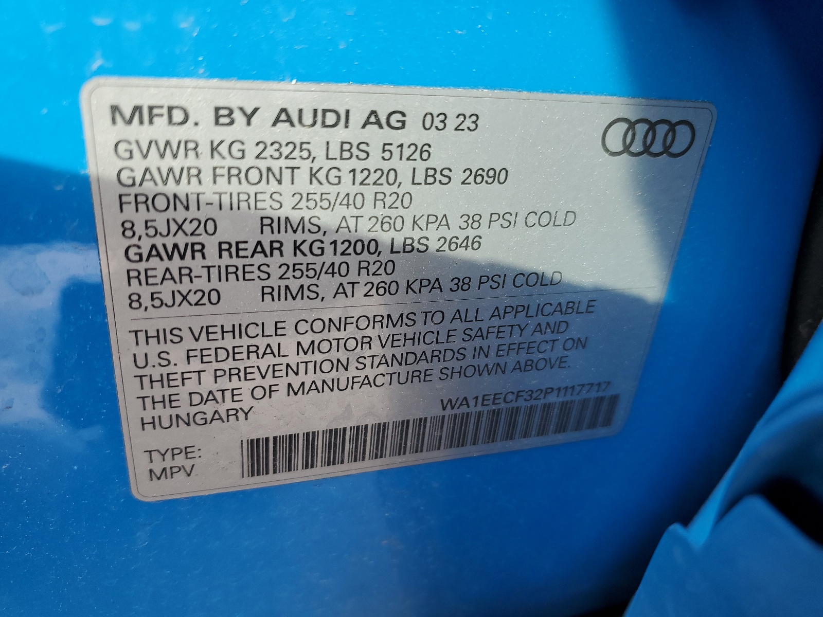 WA1EECF32P1117717 2023 Audi Q3 Premium Plus S Line 45