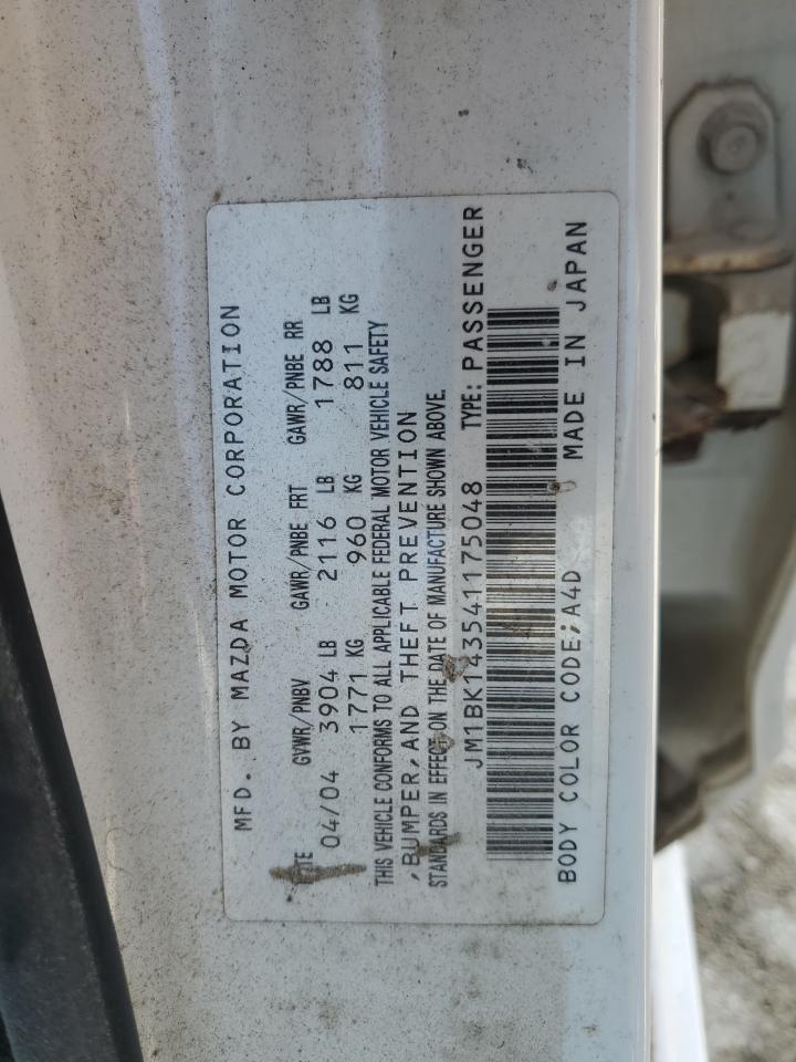 2004 Mazda 3 Hatchback VIN: JM1BK143541175048 Lot: 55659364