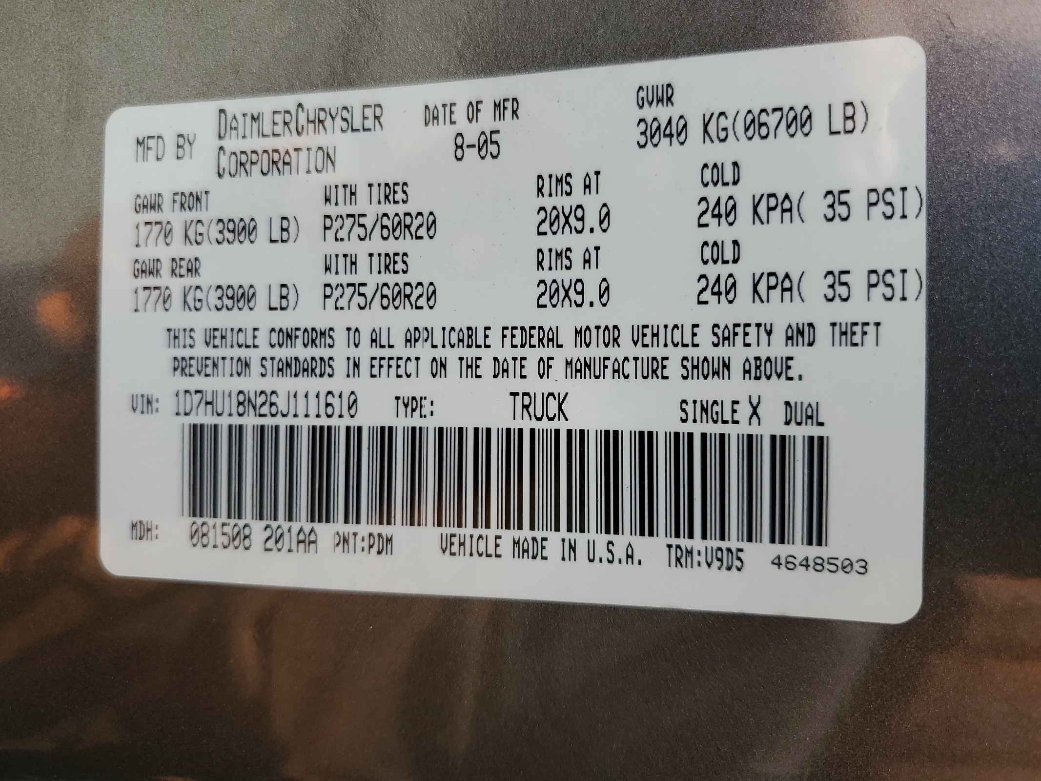 1D7HU18N26J111610 2006 Dodge Ram 1500 St