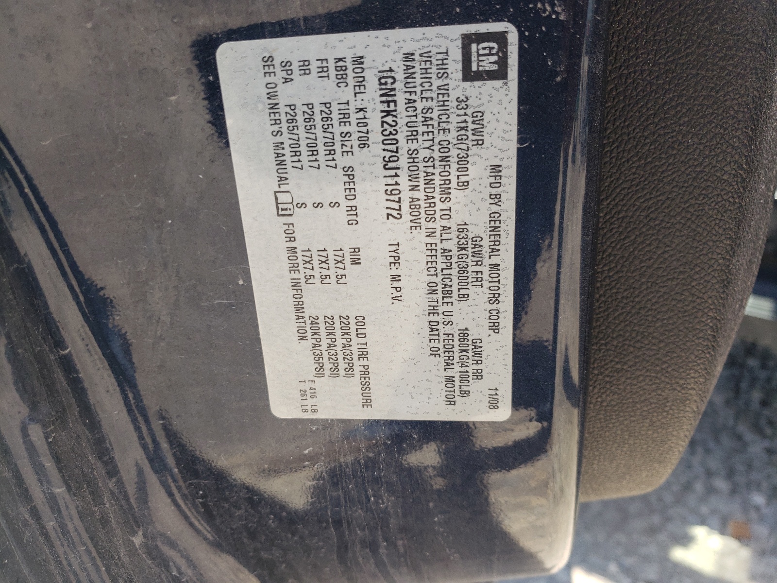 1GNFK23079J119772 2009 Chevrolet Tahoe K1500 Lt