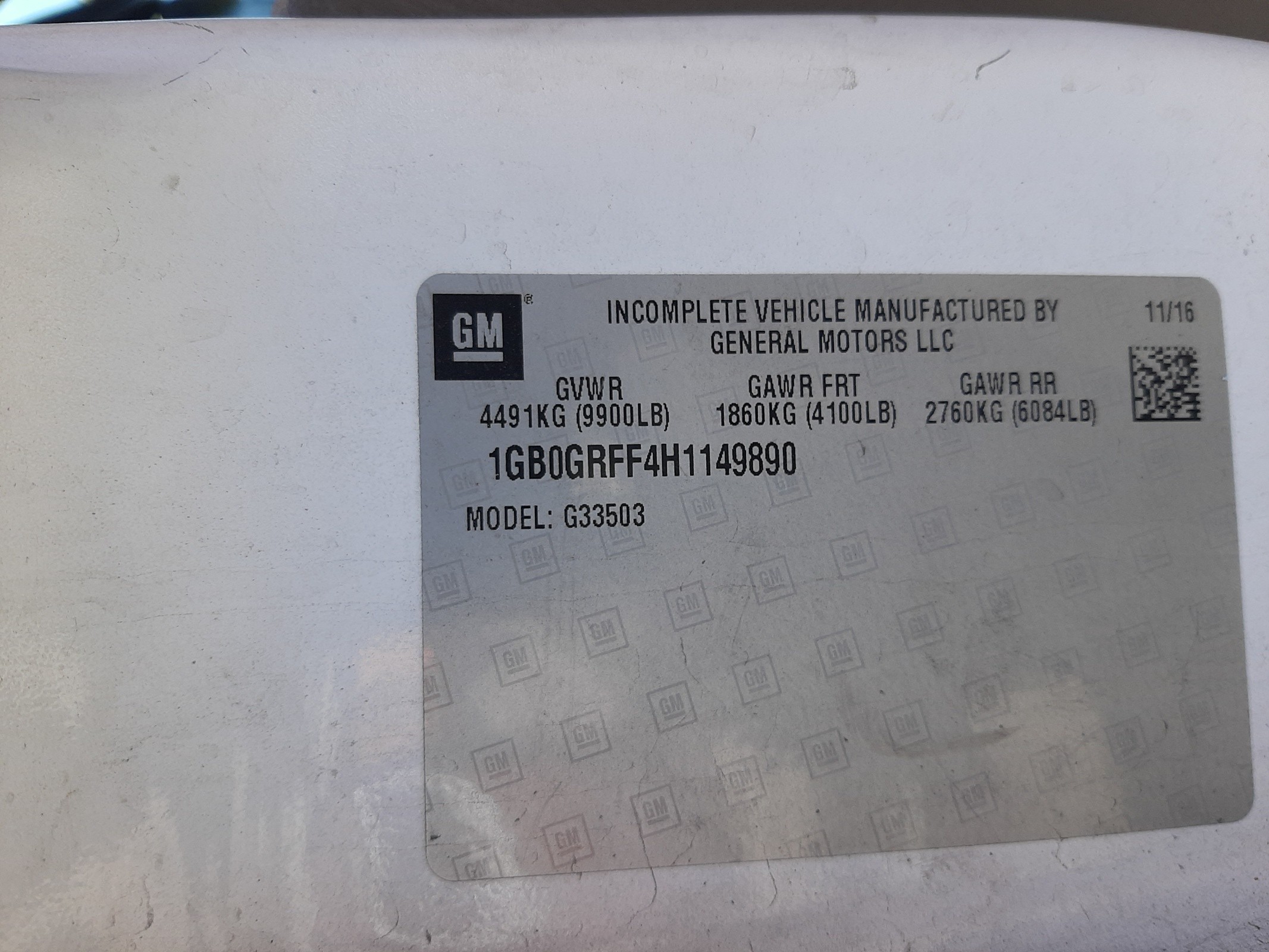 1GB0GRFF4H1149890 2017 Chevrolet Express G3500