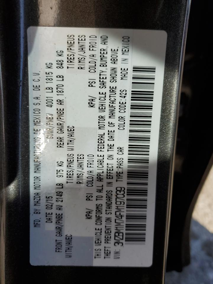 2015 Mazda 3 Grand Touring VIN: 3MZBM1M74FM197039 Lot: 55003774