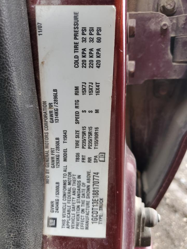1GCDT13E188170774 2008 Chevrolet Colorado 1GCDT13E188170774 2008 Chevrolet Colorado