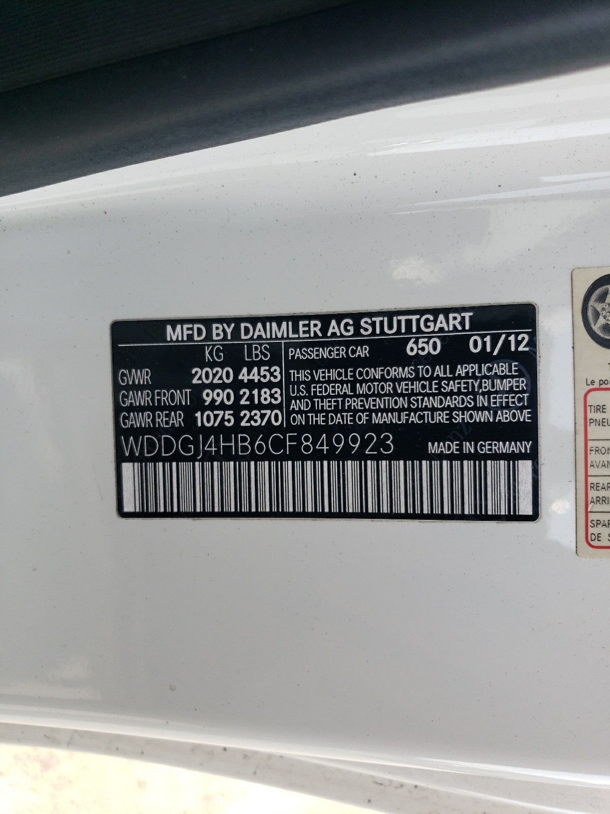 WDDGJ4HB6CF849923 2012 Mercedes-Benz C 250