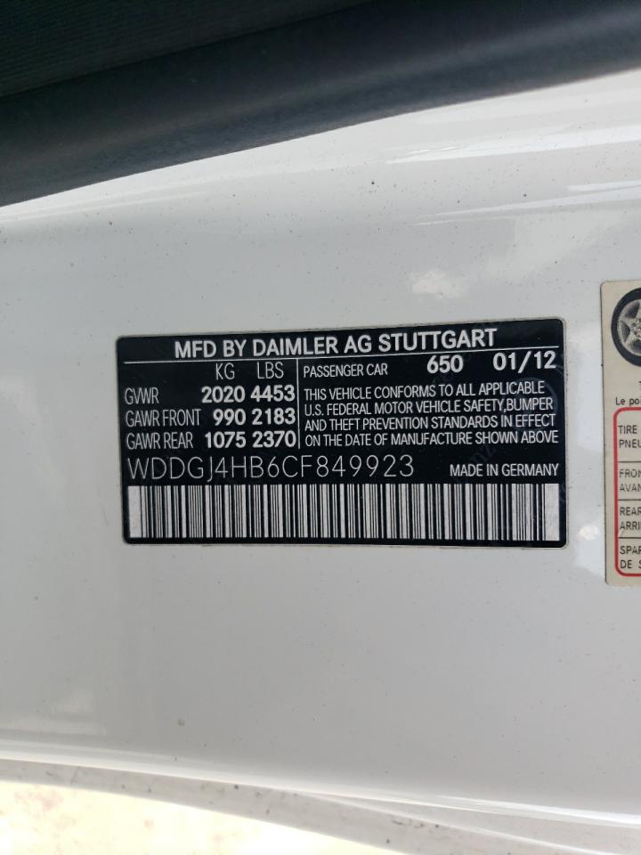 2012 Mercedes-Benz C 250 VIN: WDDGJ4HB6CF849923 Lot: 53526734