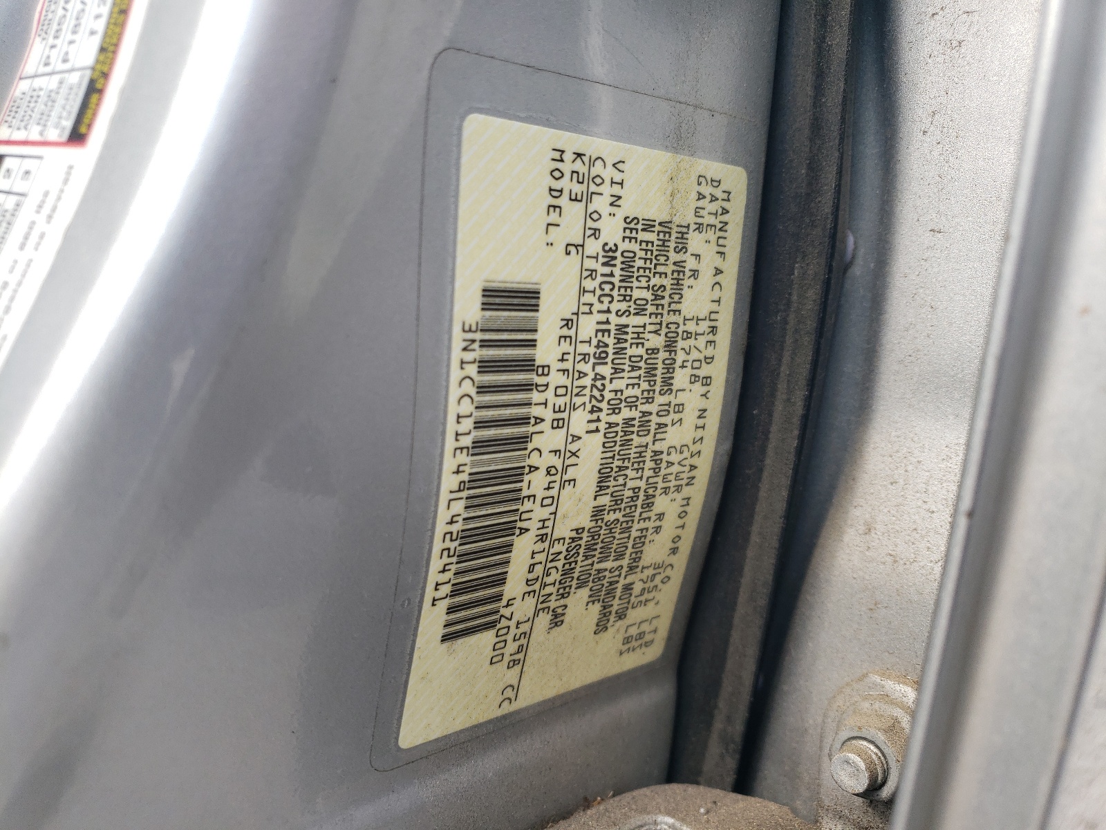 3N1CC11E49L422411 2009 Nissan Versa S