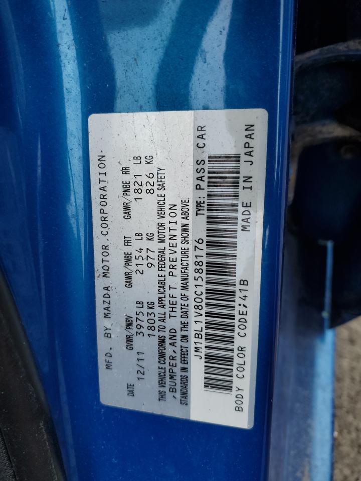 2012 Mazda 3 I VIN: JM1BL1V80C1588176 Lot: 54591234