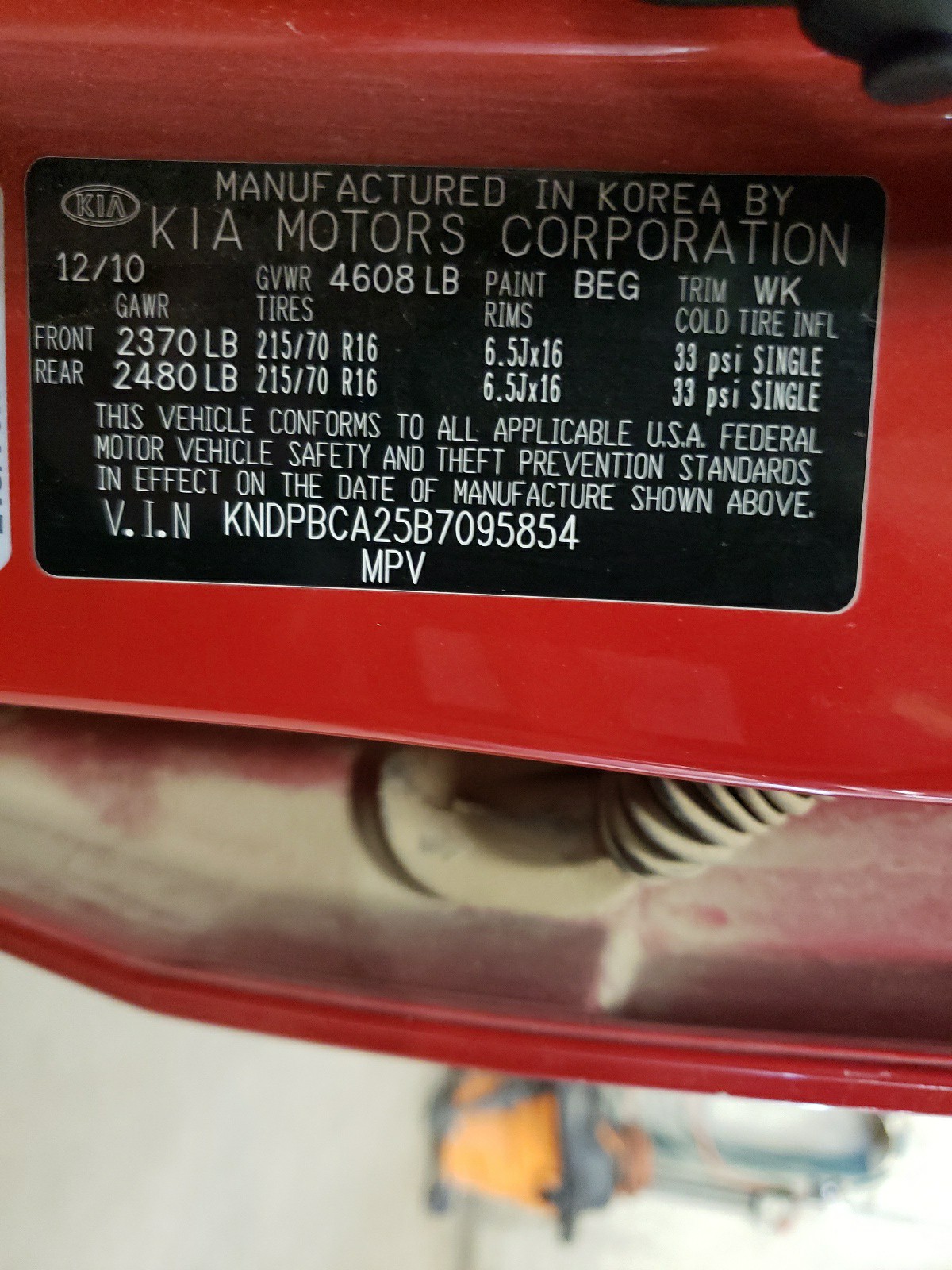 KNDPBCA25B7095854 2011 Kia Sportage Lx