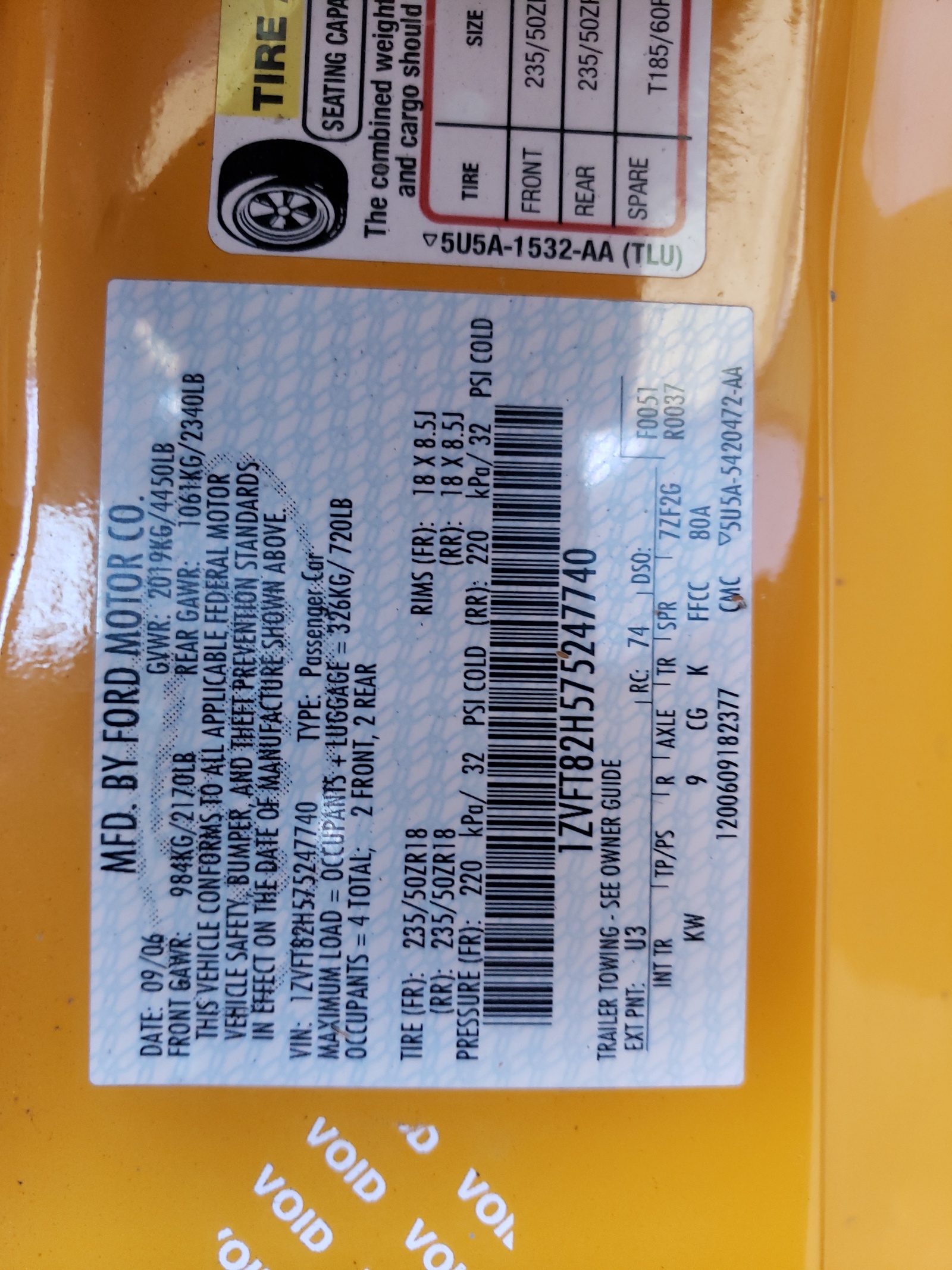 1ZVFT82H575247740 2007 Ford Mustang Gt