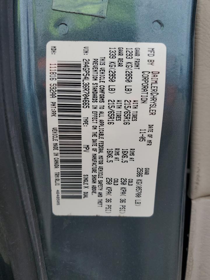 2006 Chrysler Town & Country Touring VIN: 2A4GP54L36R704665 Lot: 56937084