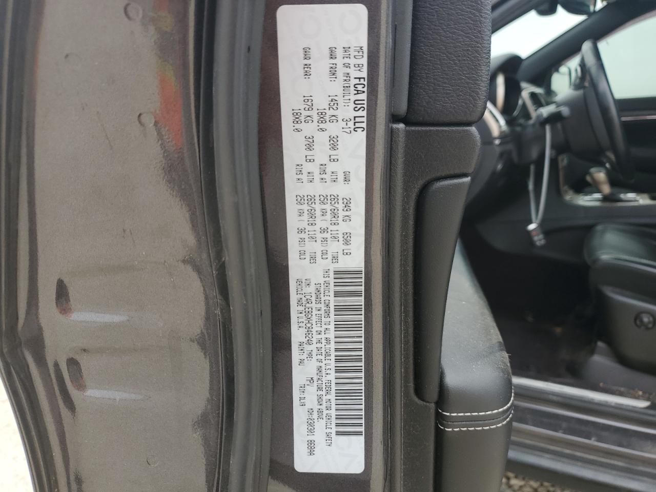 2017 Jeep Grand Cherokee Limited VIN: 1C4RJEBGXHC846240 Lot: 54147864