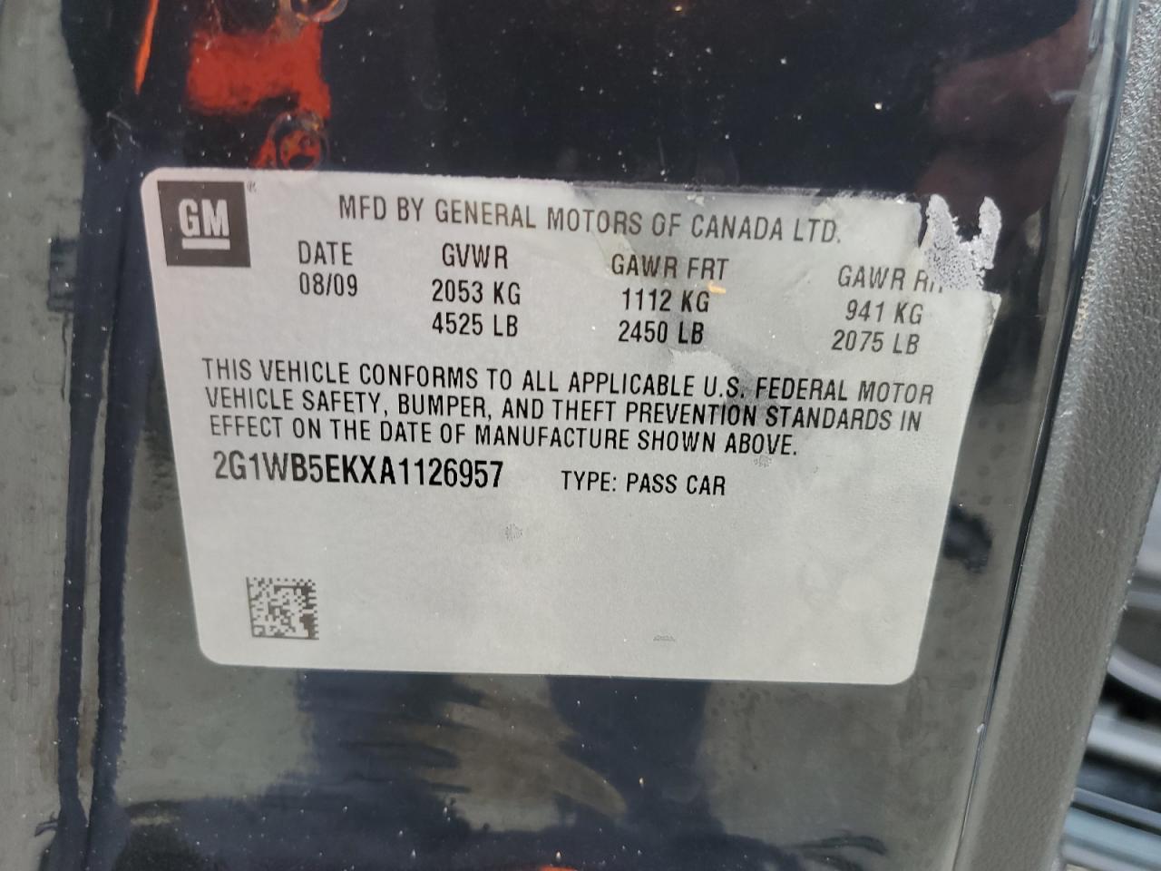 2010 Chevrolet Impala Lt VIN: 2G1WB5EKXA1126957 Lot: 56813734