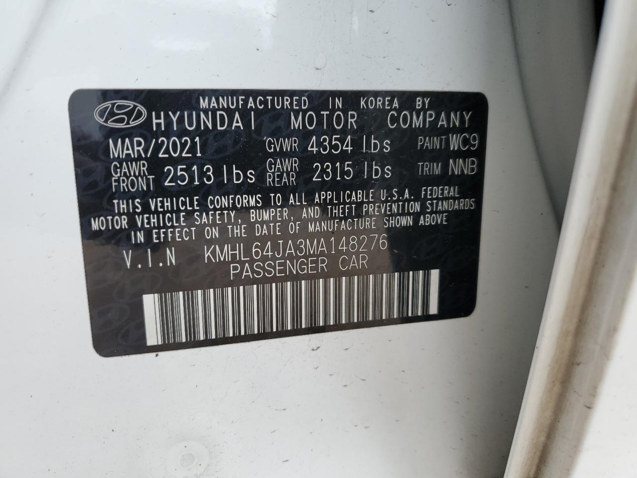 KMHL64JA3MA148276 2021 Hyundai Sonata Sel