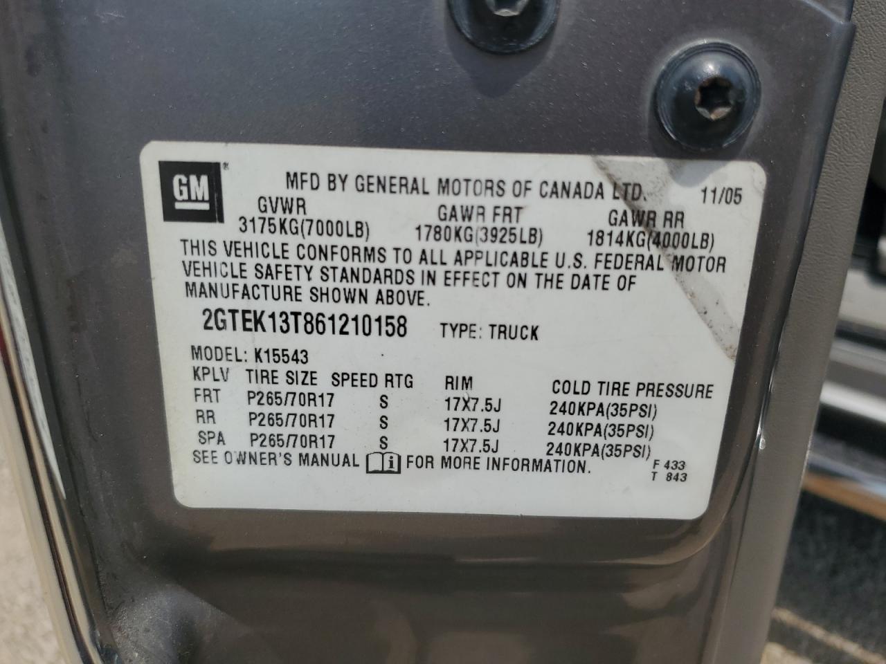 2GTEK13T861210158 2006 GMC New Sierra K1500