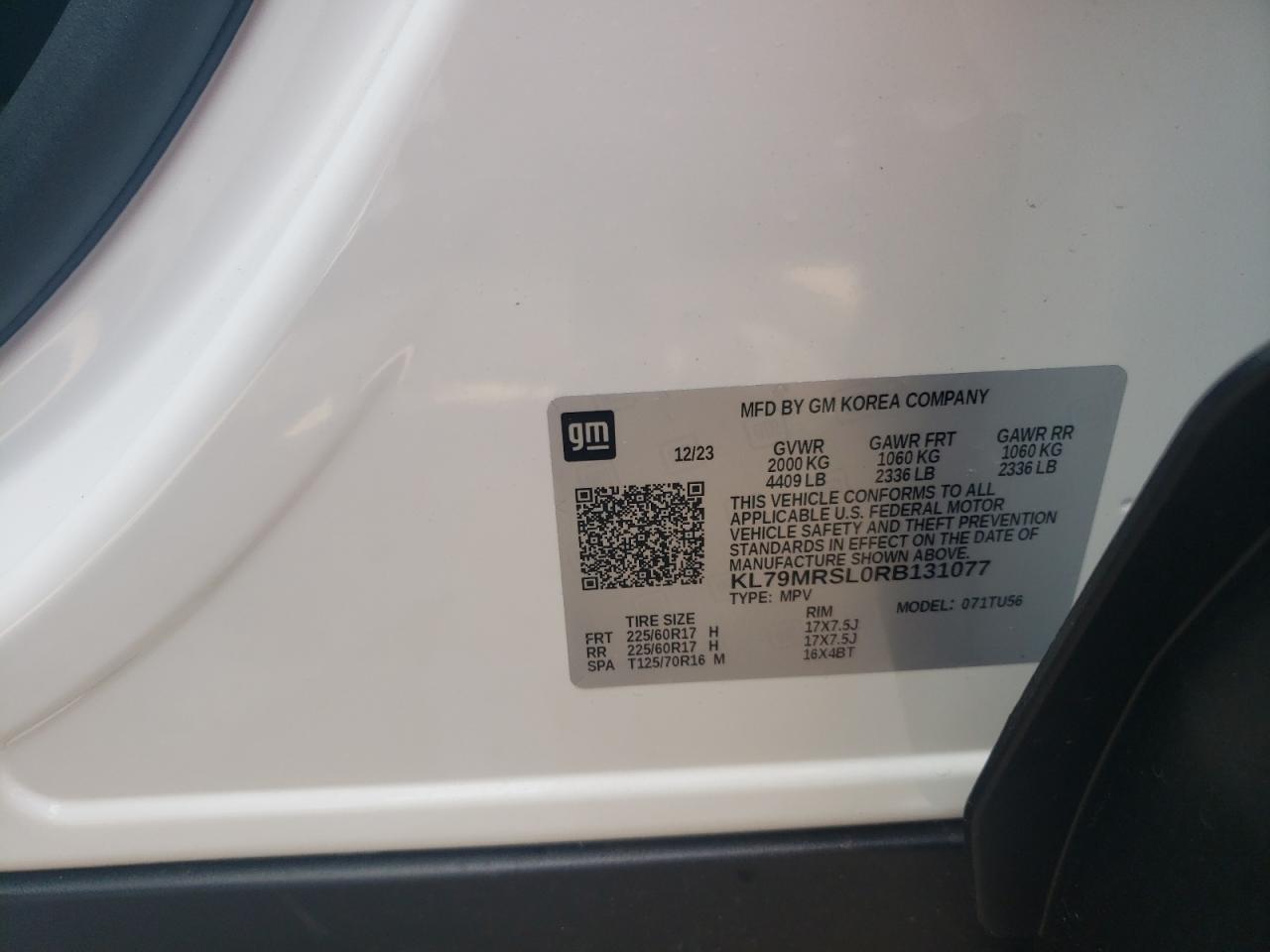 2024 Chevrolet Trailblazer Lt VIN: KL79MRSL0RB131077 Lot: 56521314