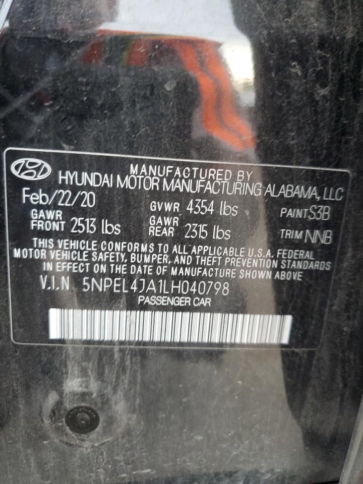 2020 Hyundai Sonata Sel VIN: 5NPEL4JA1LH040798 Lot: 53691654