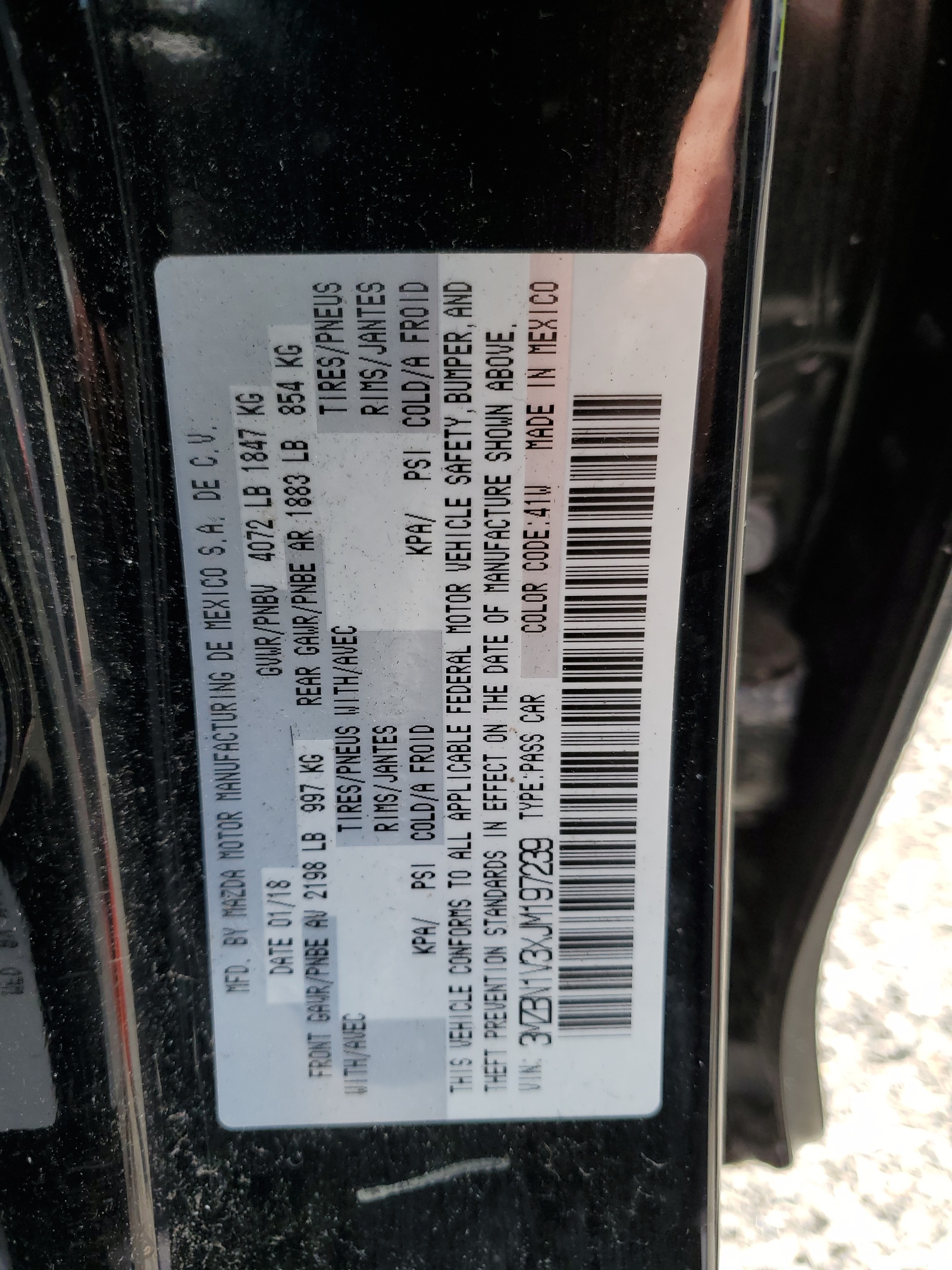 3MZBN1V3XJM197239 2018 Mazda 3 Touring