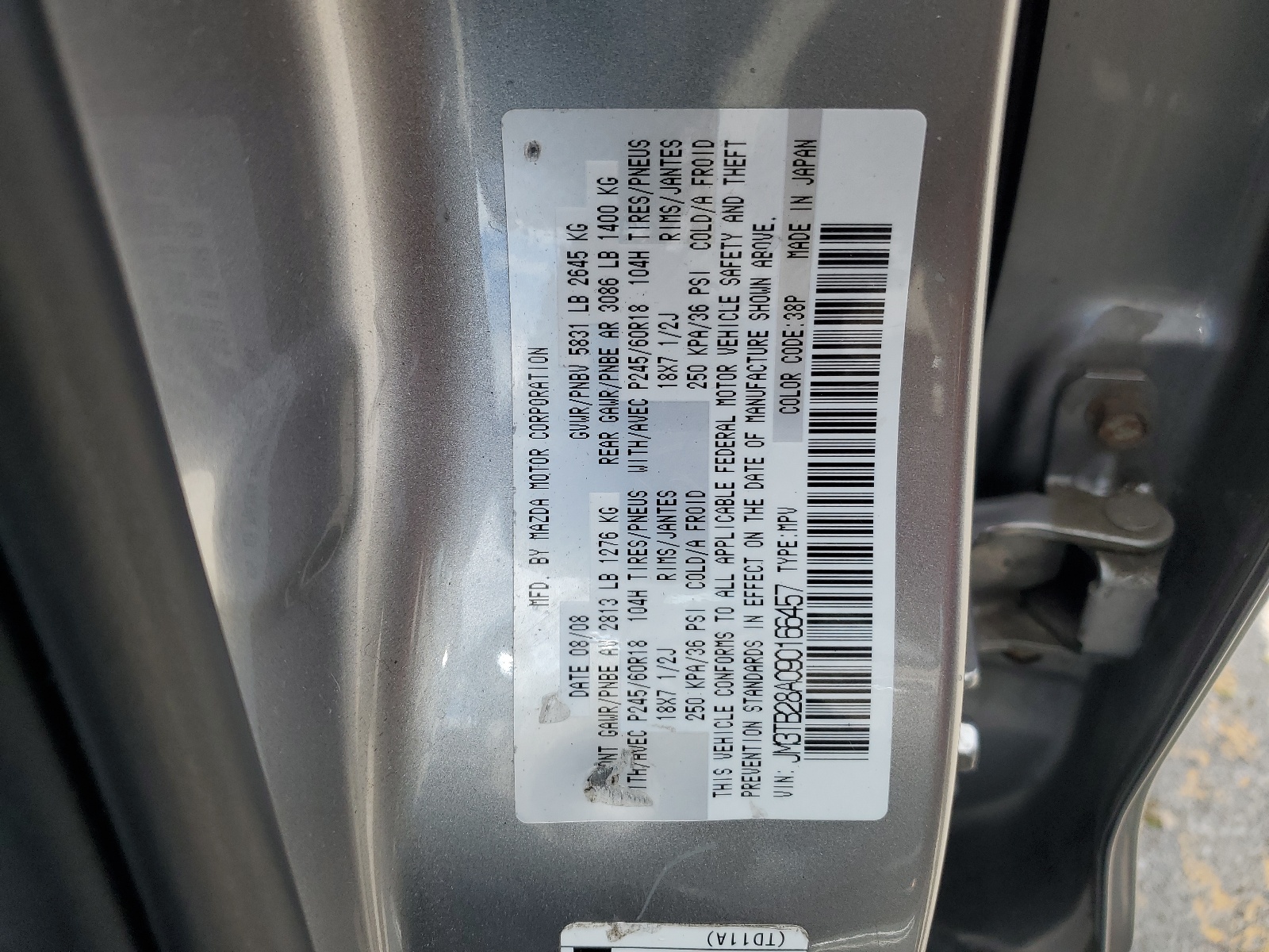 JM3TB28A090166457 2009 Mazda Cx-9