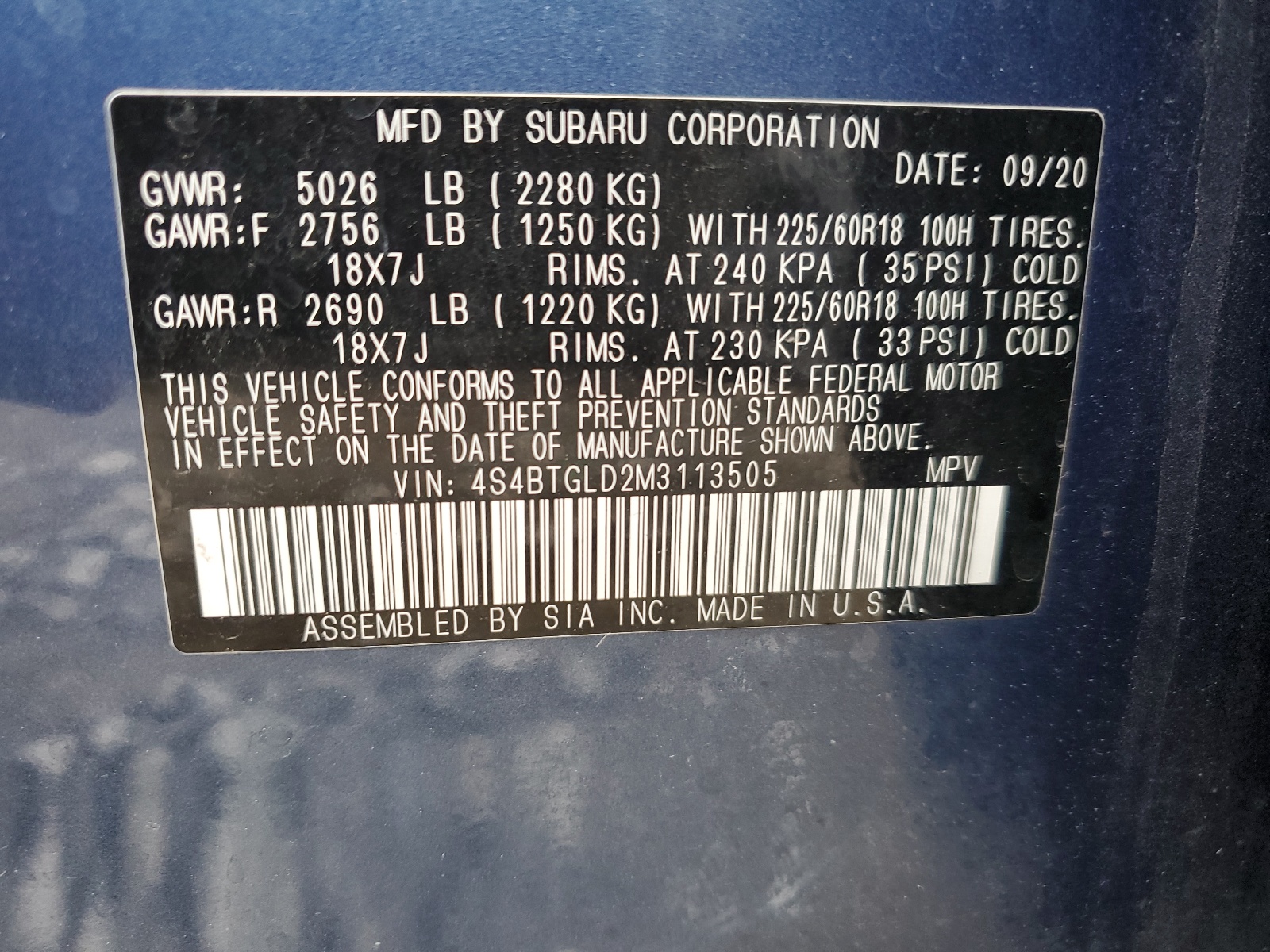 4S4BTGLD2M3113505 2021 Subaru Outback Onyx Edition Xt