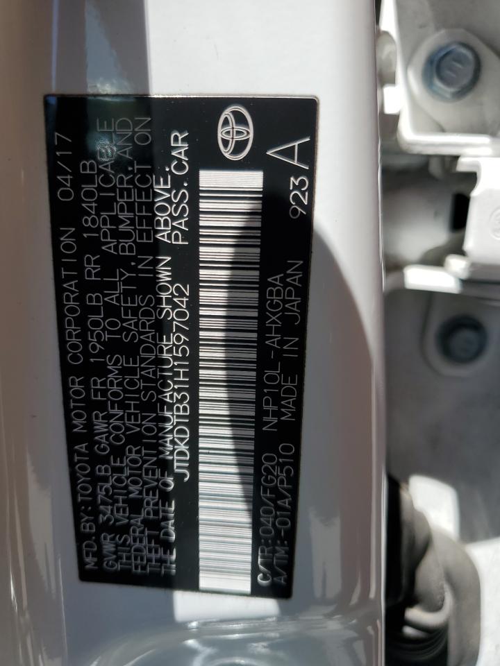 2017 Toyota Prius C VIN: JTDKDTB31H1597042 Lot: 57112394