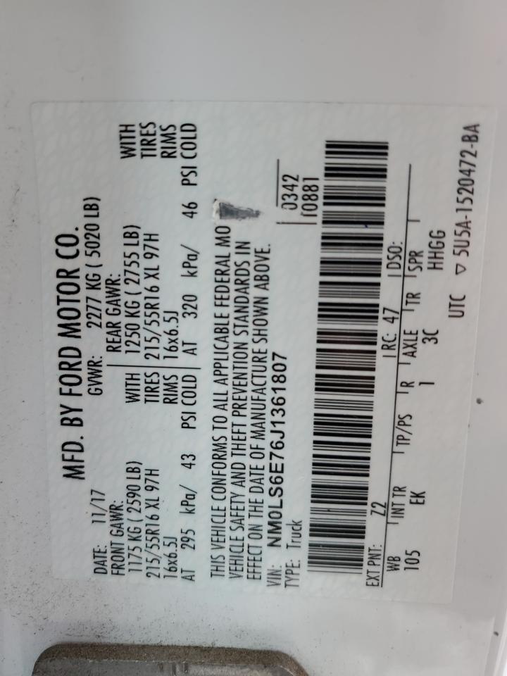 2018 Ford Transit Connect Xl VIN: NM0LS6E76J1361807 Lot: 56475534