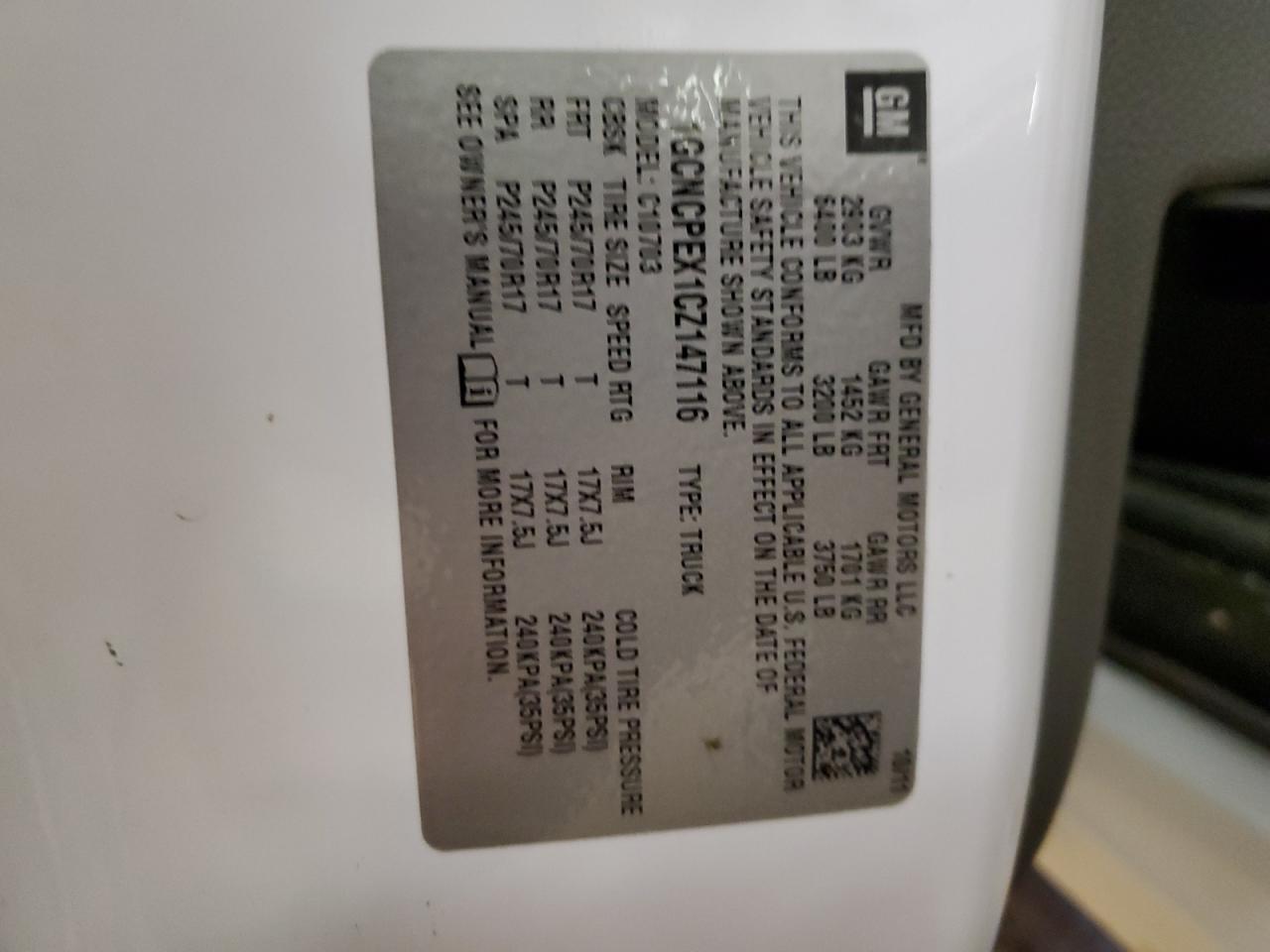 2012 Chevrolet Silverado C1500 VIN: 1GCNCPEX1CZ147116 Lot: 56184254