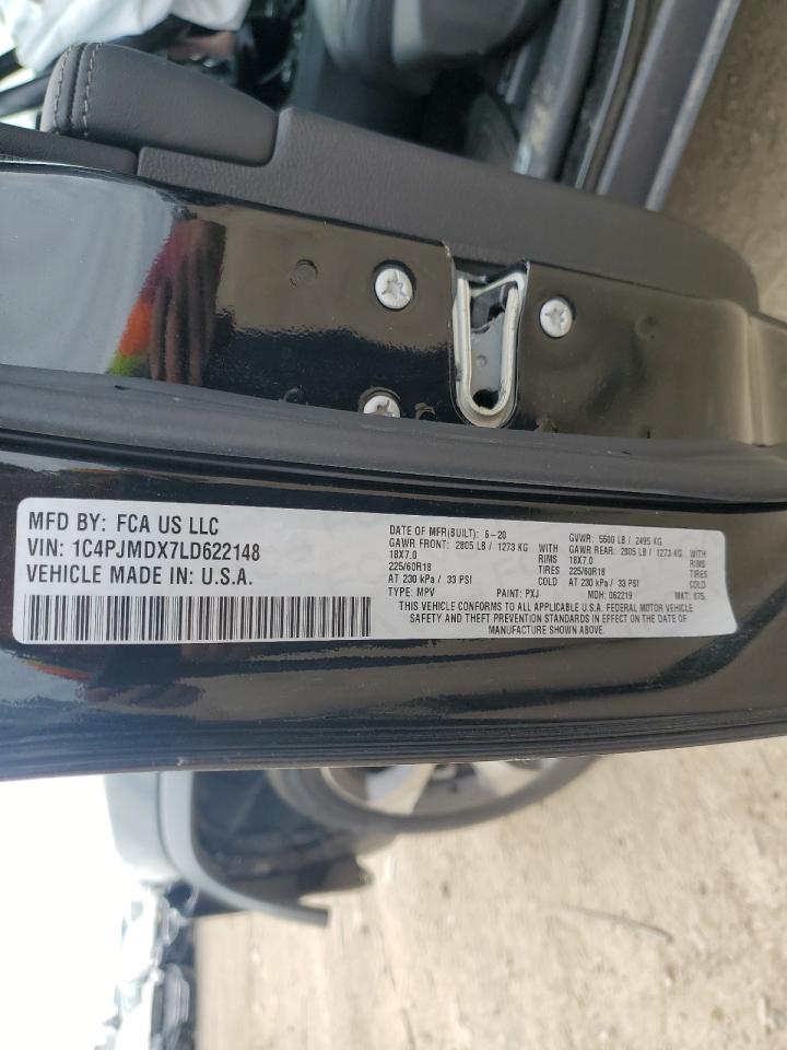 2020 Jeep Cherokee Limited VIN: 1C4PJMDX7LD622148 Lot: 52868094