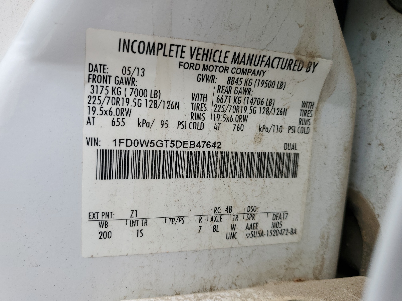 1FD0W5GT5DEB47642 2013 Ford F550 Super Duty