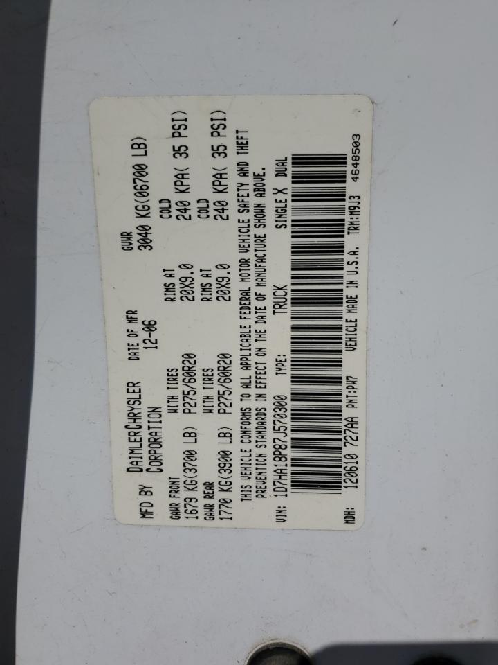 2007 Dodge Ram 1500 St VIN: 1D7HA18P87J570300 Lot: 54276104