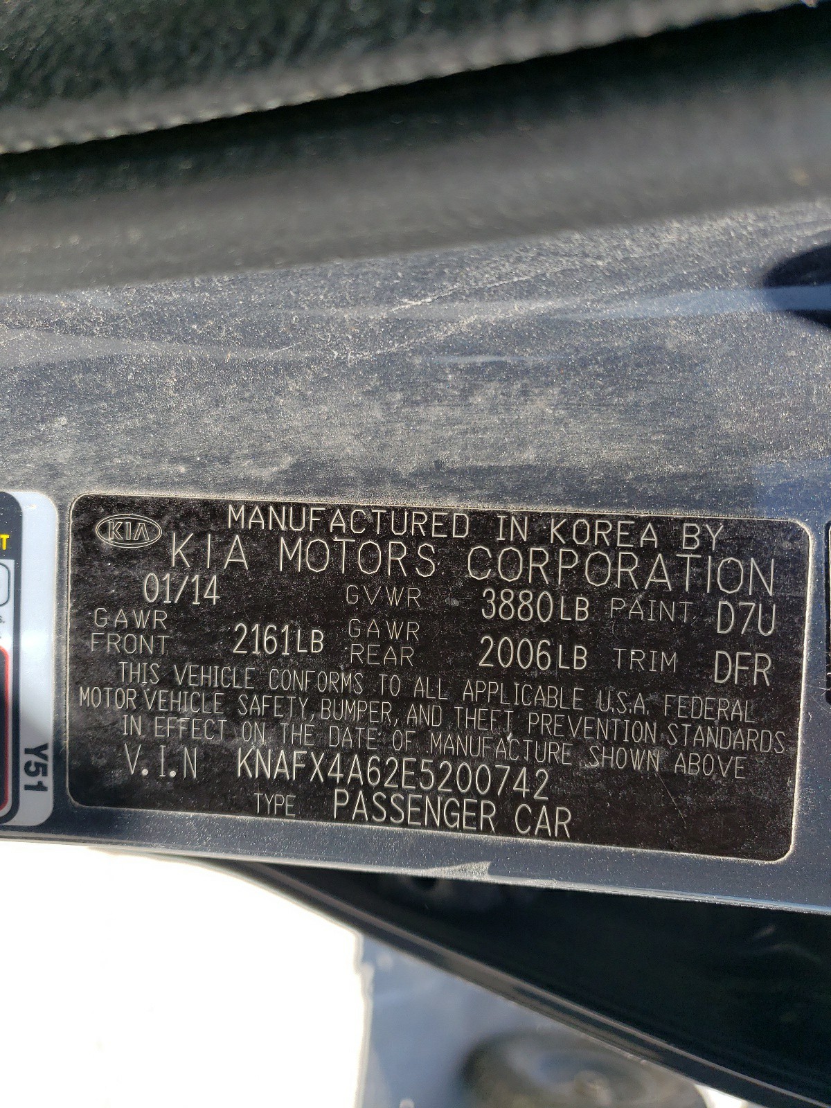 KNAFX4A62E5200742 2014 Kia Forte Lx