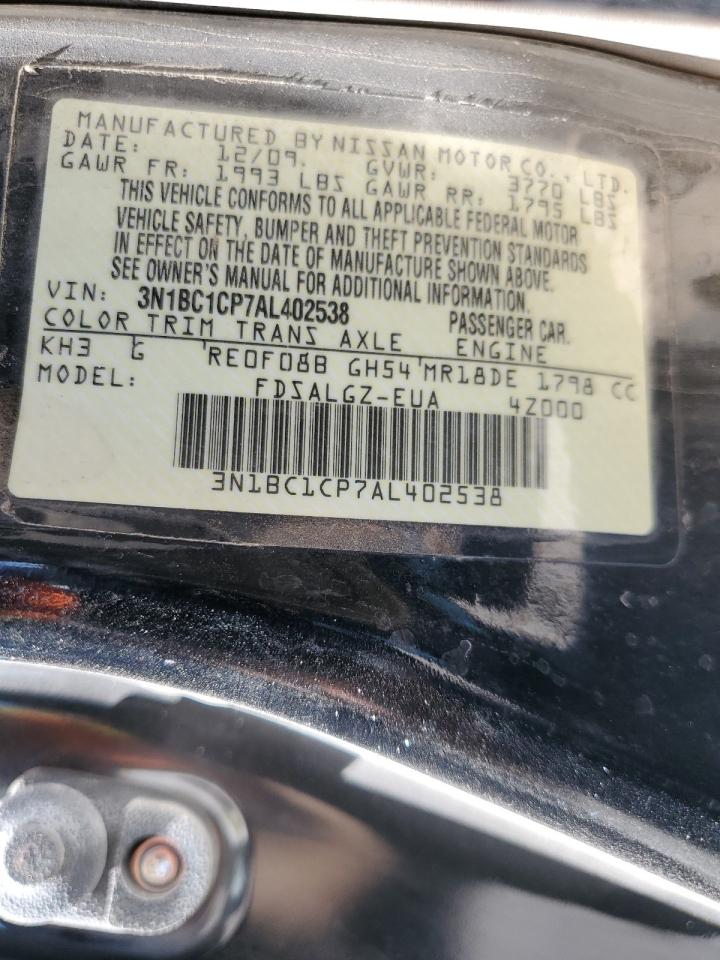 2010 Nissan Versa S VIN: 3N1BC1CP7AL402538 Lot: 53266694