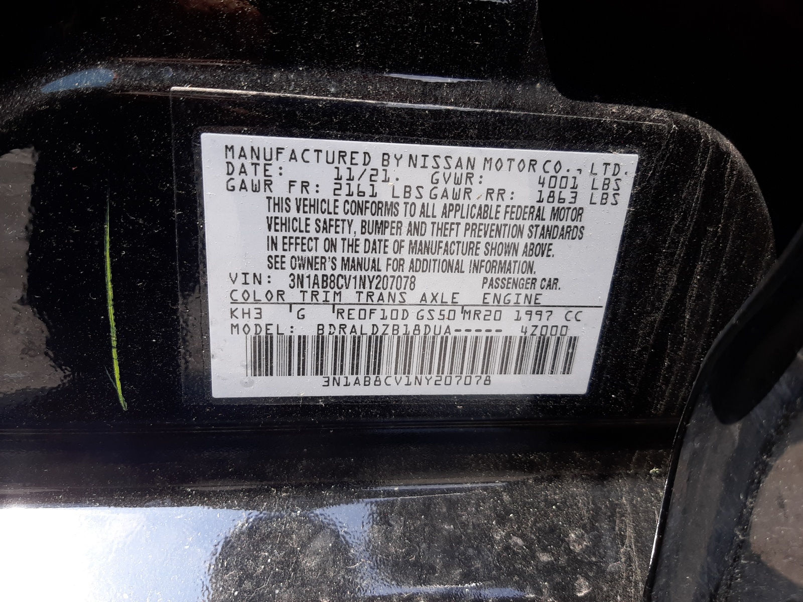 3N1AB8CV1NY207078 2022 Nissan Sentra Sv