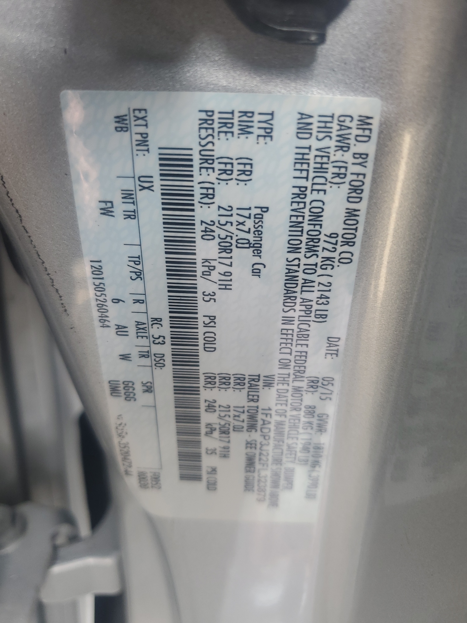 1FADP3J22FL323879 2015 Ford Focus Titanium