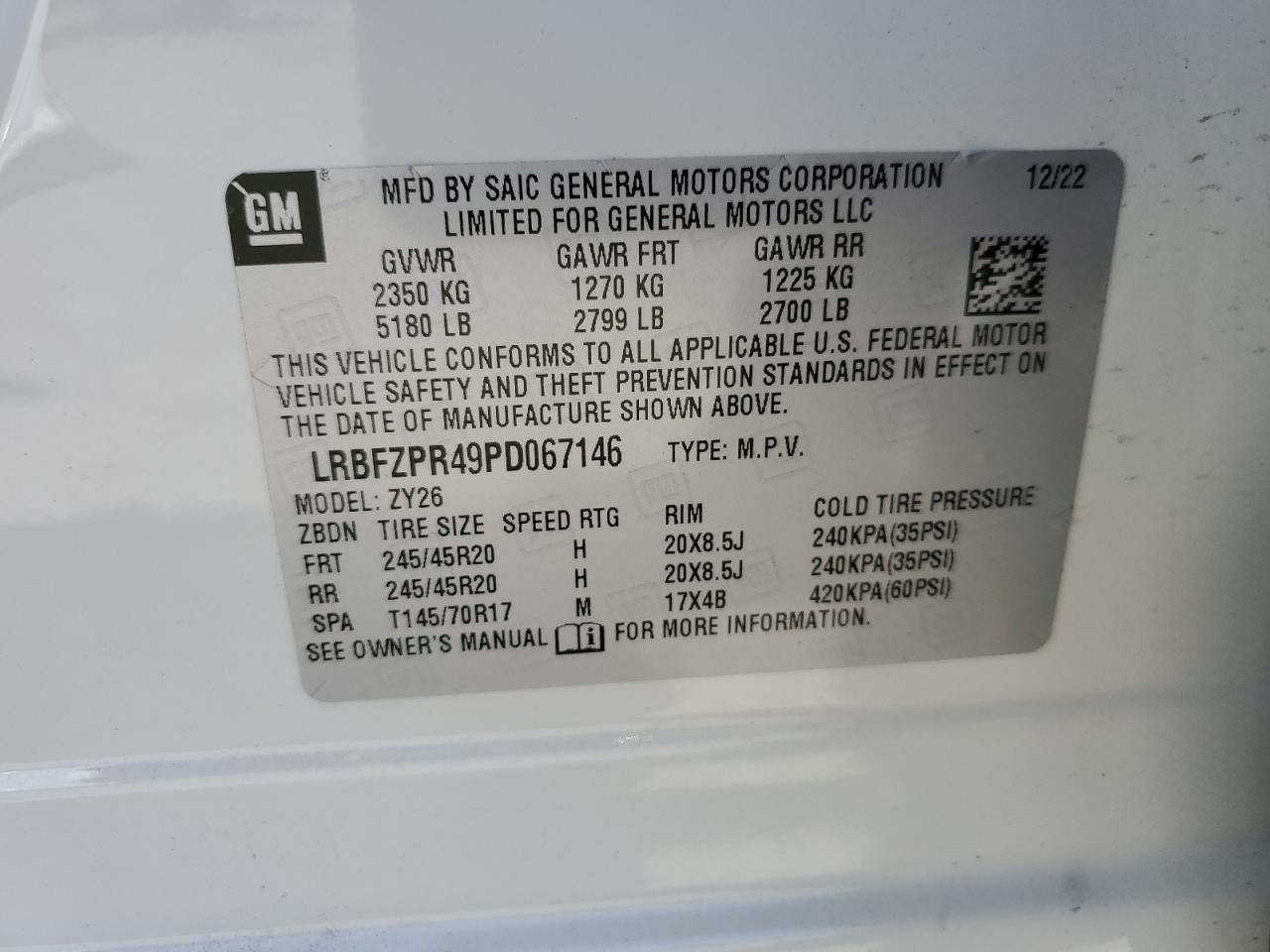 LRBFZPR49PD067146 2023 Buick Envision Essence