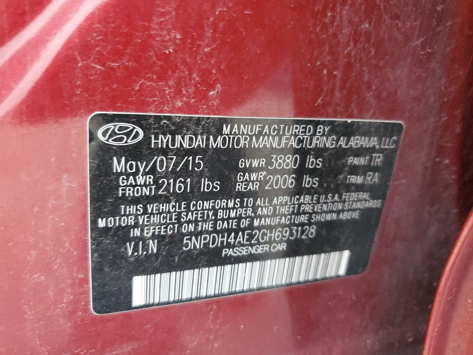 5NPDH4AE2GH693128 2016 Hyundai Elantra Se