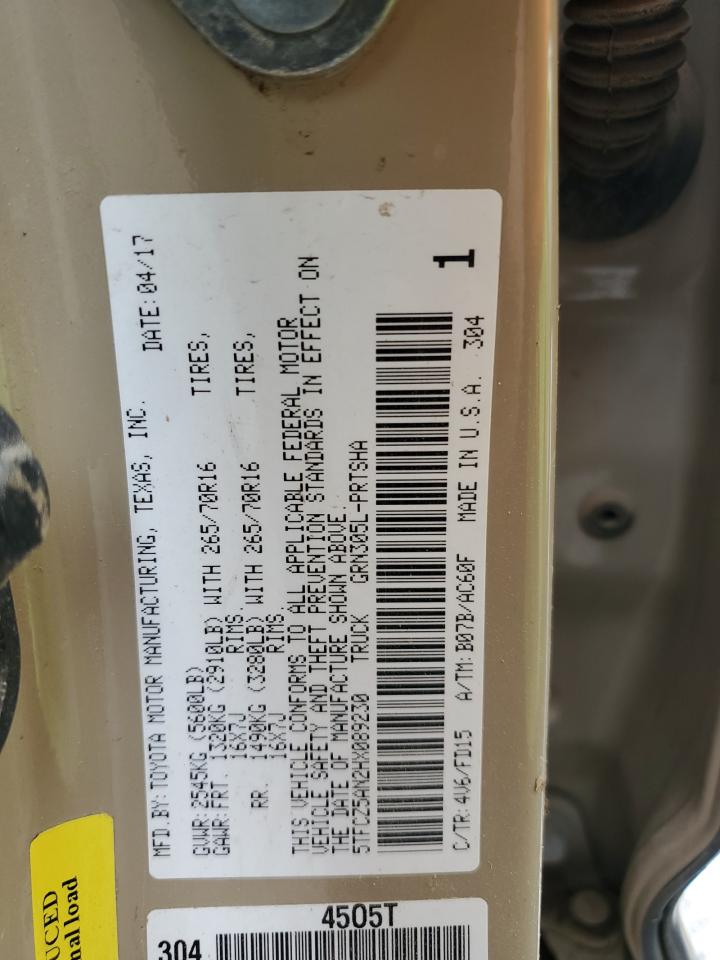 2017 Toyota Tacoma Double Cab VIN: 5TFCZ5AN2HX089230 Lot: 53353234