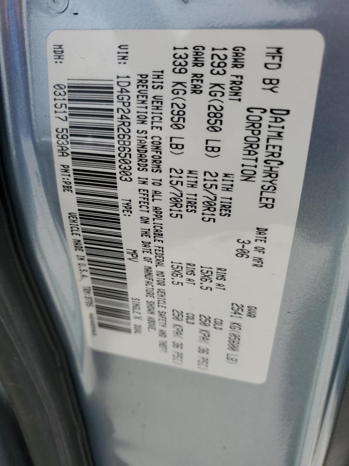 2006 Dodge Grand Caravan Se VIN: 1D4GP24R26B650303 Lot: 55486154