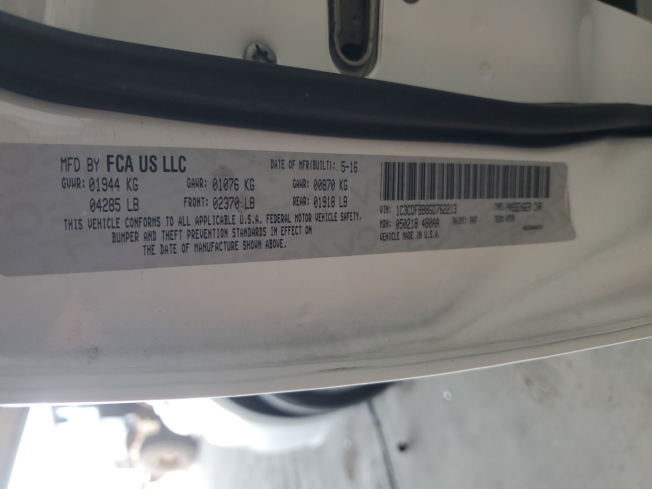 1C3CDFBB8GD762213 2016 Dodge Dart Sxt