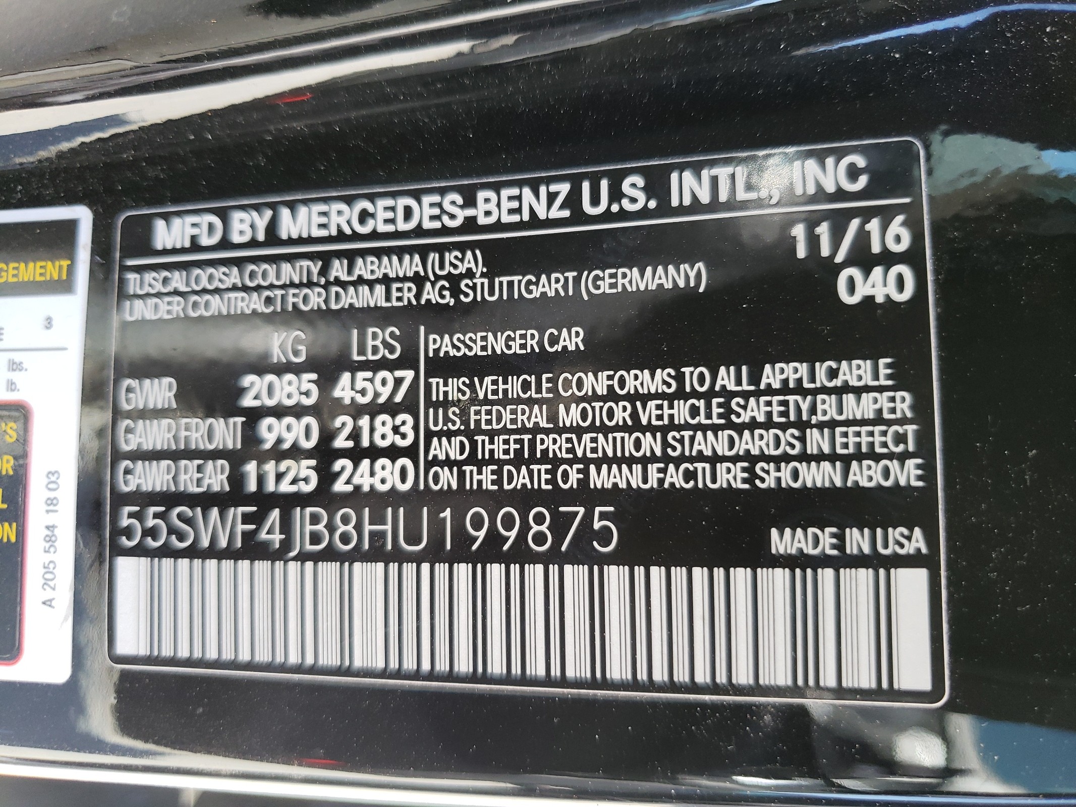 55SWF4JB8HU199875 2017 Mercedes-Benz C 300