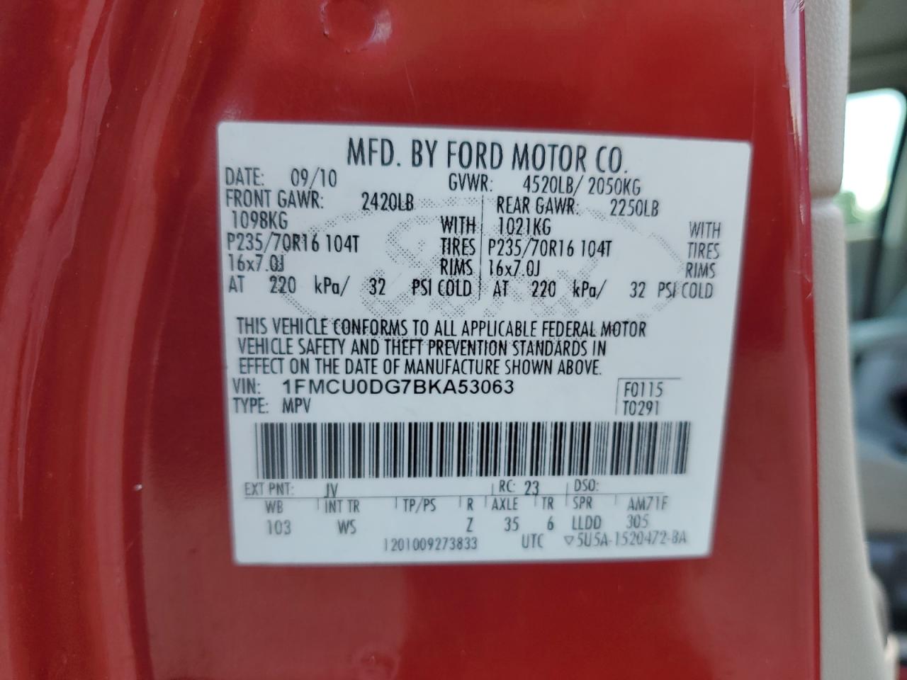 2011 Ford Escape Xlt VIN: 1FMCU0DG7BKA53063 Lot: 56934944