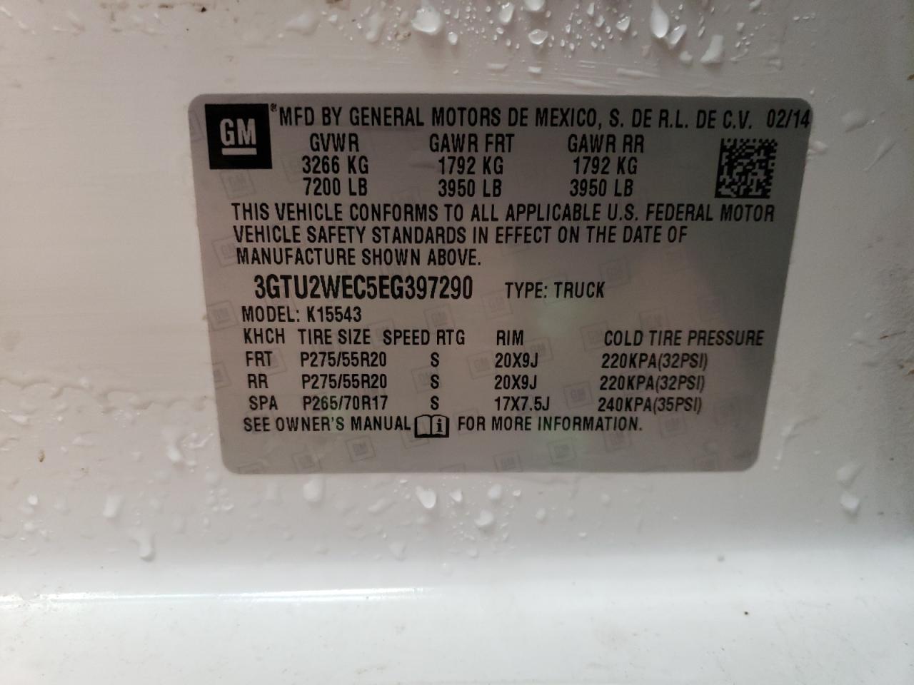 3GTU2WEC5EG397290 2014 GMC Sierra K1500 Denali