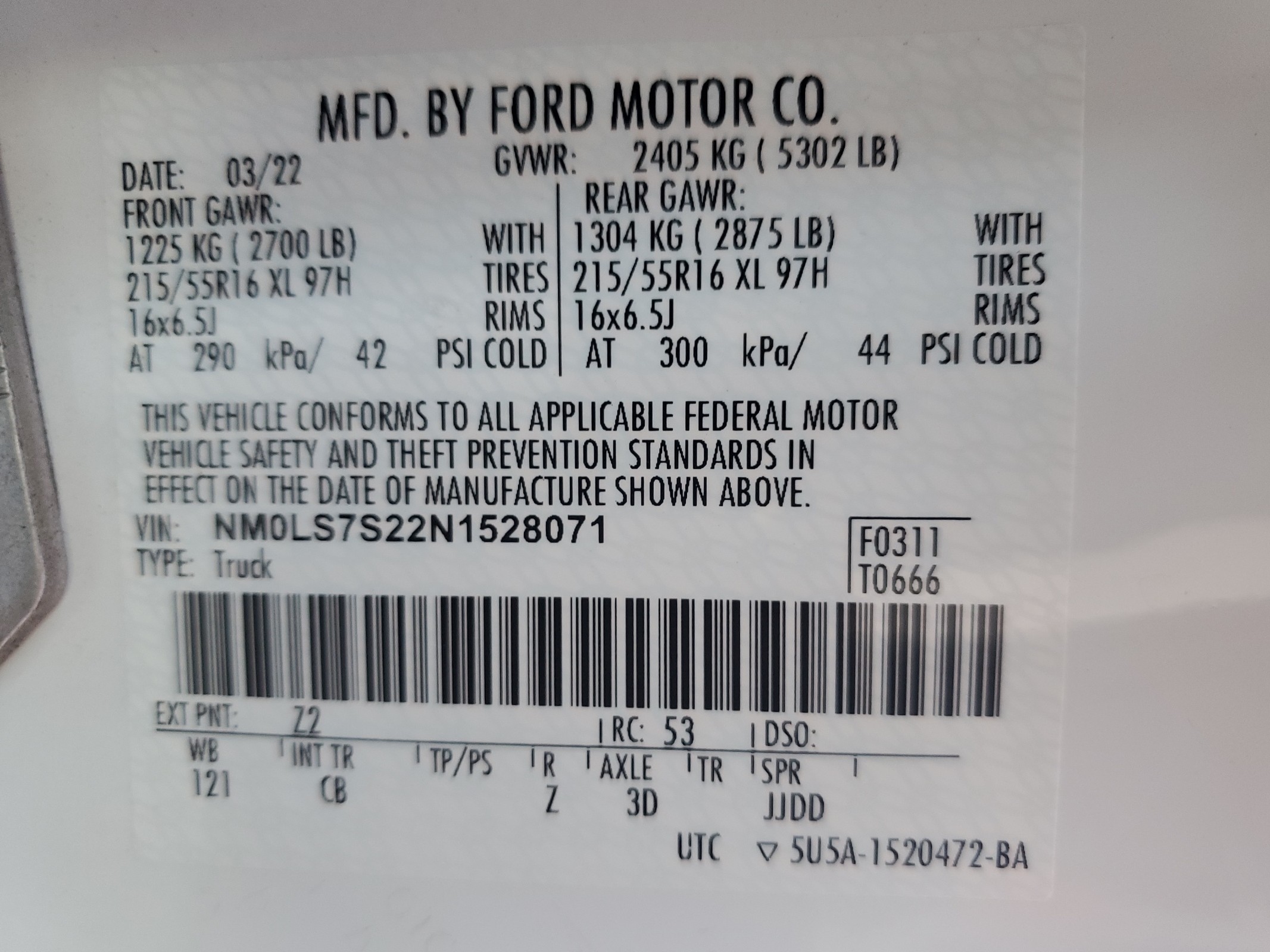 NM0LS7S22N1528071 2022 Ford Transit Connect Xl