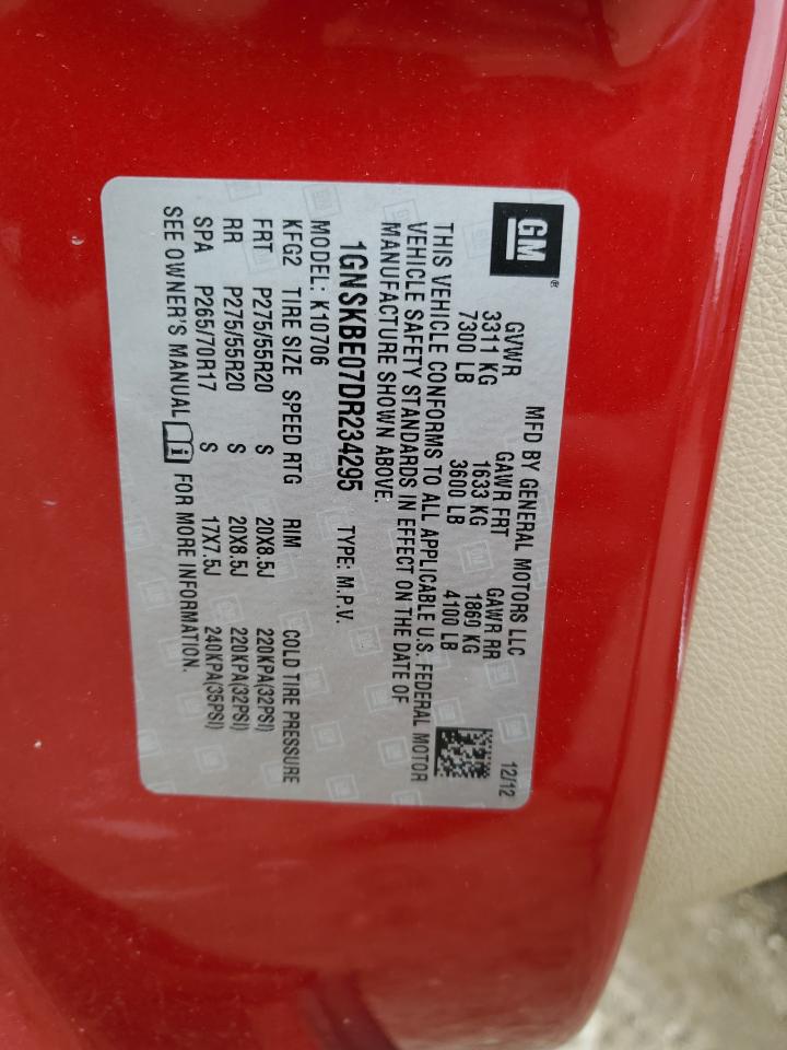 2013 Chevrolet Tahoe K1500 Lt VIN: 1GNSKBE07DR234295 Lot: 53623534