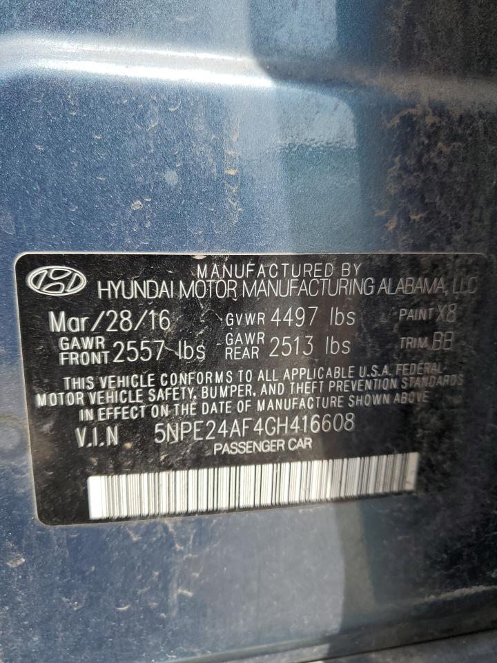 2016 Hyundai Sonata Se VIN: 5NPE24AF4GH416608 Lot: 55897434