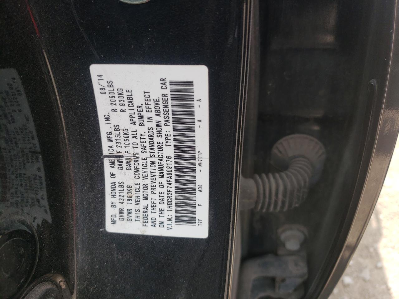 1HGCR2F74FA009176 2015 Honda Accord Ex