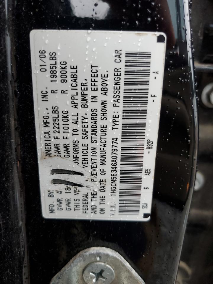 2006 Honda Accord Se VIN: 1HGCM56346A079774 Lot: 54628144